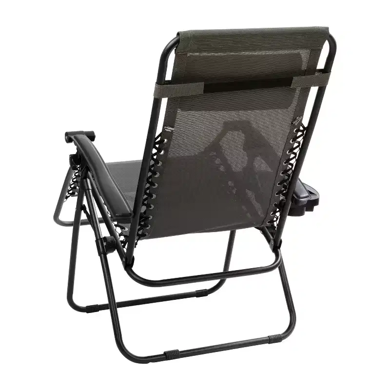 Flash Furniture Adjustable Folding Mesh Zero Gravity Reclining Lounge Chair with Pillow and Cup Holder Tray, Set of 2