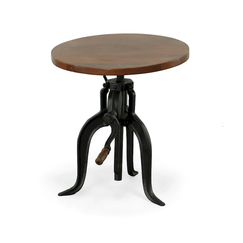 Regan Adjustable Accent Table - Chestnut Top - Black Base
