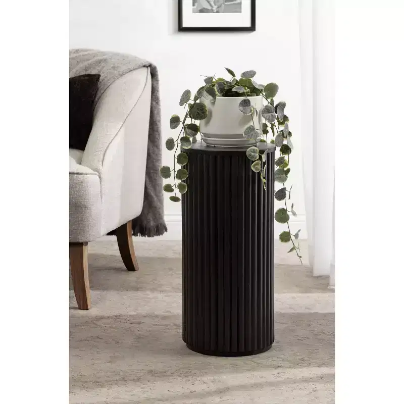 Ribbed Wood Drink Table