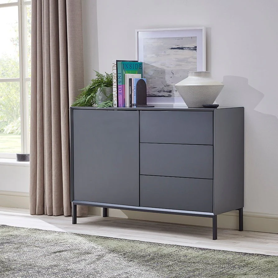 Contemporary Charcoal Sideboard with Drawers for Living Room
