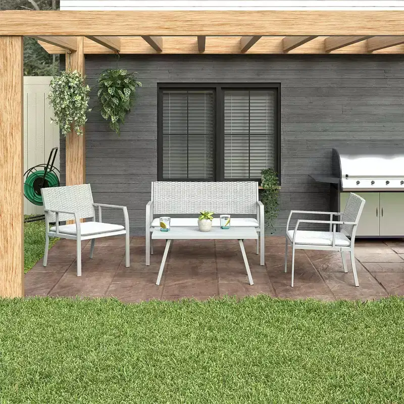 COSCO 4-Piece Folding Conversation Set, Light Gray