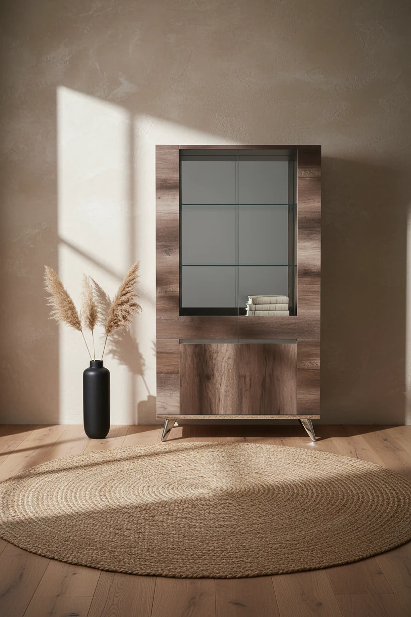 Dining Curio with Storage & Glass Display Shelves - Made in Italy, Modern, 42W