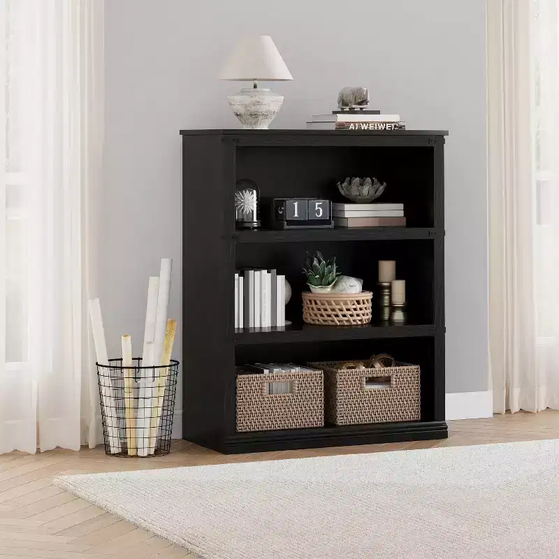 3-Tier Mid-Century Modern Bookshelf – Open Display Shelf