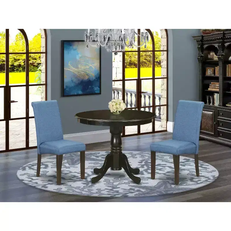 HomeStock 3-Piece Cappuccino Solid Wood Top - Dining Room Set - Seats-4