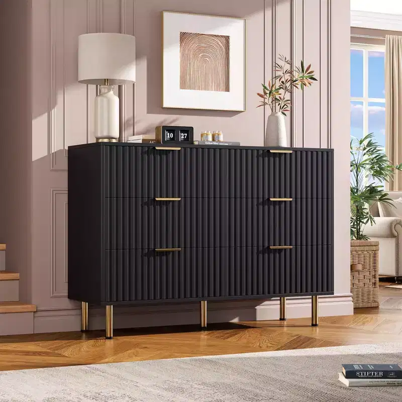 Modern Fluted Dresser for Bedroom with 8 Drawers, Deep Drawers & Wide Modern Top, Long Large Double Dresser TV Stand and Storage Organizer