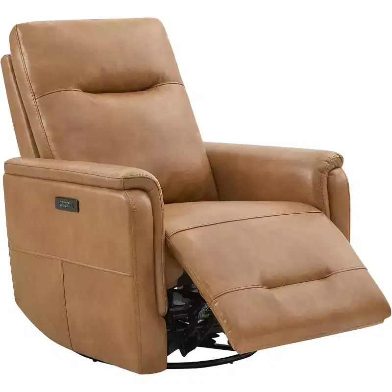 BALHAM TRADE-Premium Genuine Leather Power Recliner Chair with Adjustable Headrest Swivel