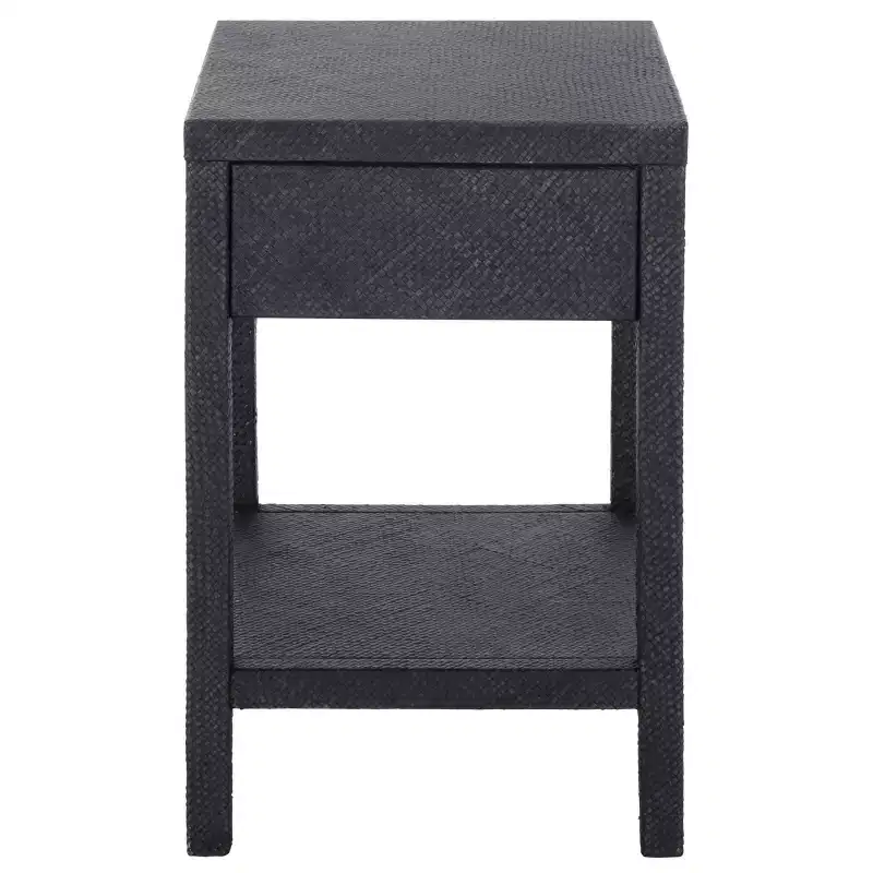 1-Drawer 1-Shelf Water Hyacinth Accent Table, Natural Finish, 16.94 lbs Capacity