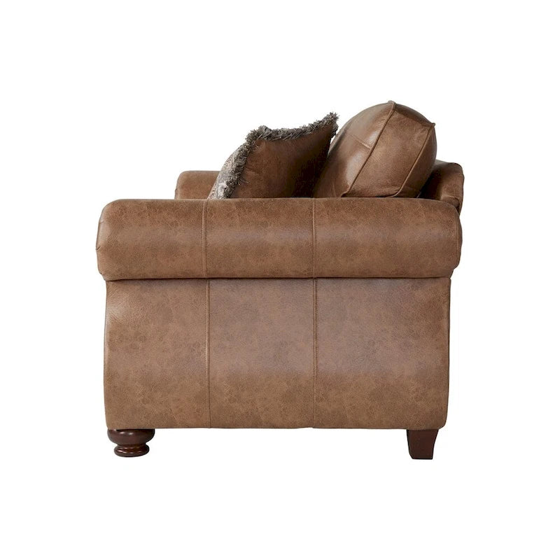 Leinster Fabric Sofa with Antique Bronze Nailheads in Jetson Ginger
