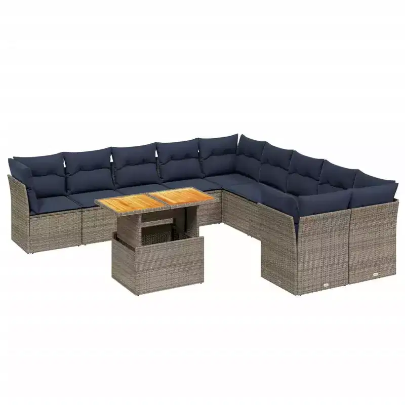 vidaXL Patio Sofa Set with Cushions Poly Rattan