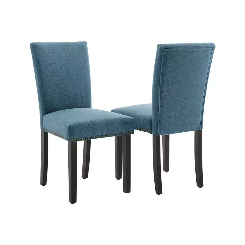 Modern Dining Chairs Set of 2, Upholstered Fabric Kitchen Chairs with Nailhead Trim, Comfortable Dining Chairs for Small Space Apartment, Home