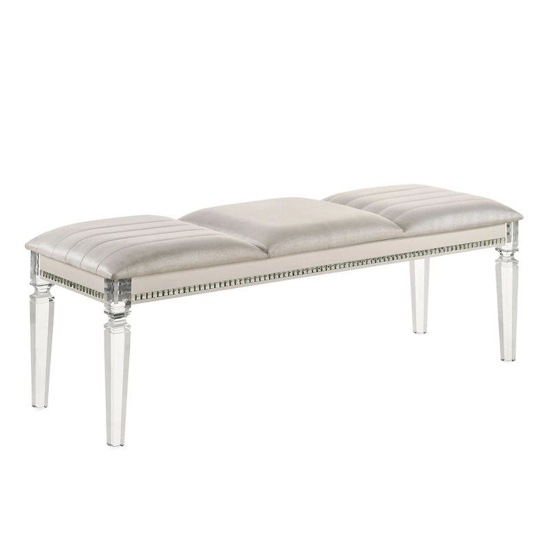 Xian Glam Clear Faux Leather Padded Bedroom Bench by Furniture of America