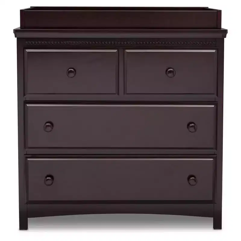 Delta Children Emerson 3 Drawer Dresser with Changing Top and Interlocking Drawers, Dark Chocolate