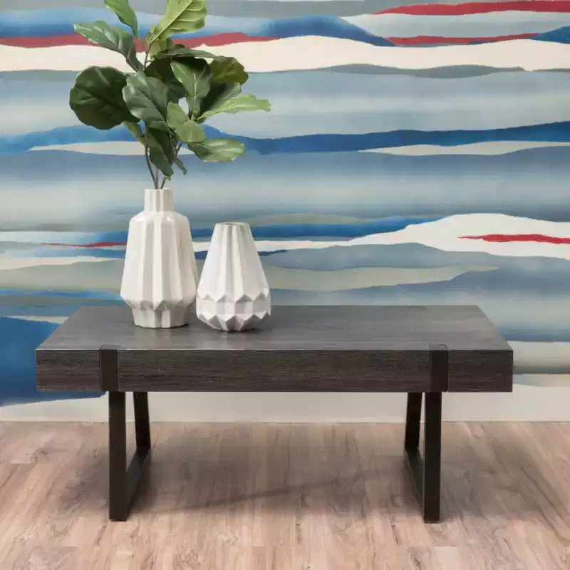 GDFStudio Francie Industrial 43.25 Coffee Table with Sled Legs