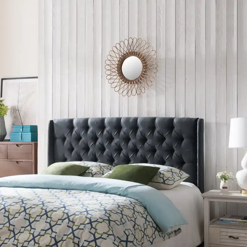 Hansen Upholstered Wingback Headboard With Button Tufting