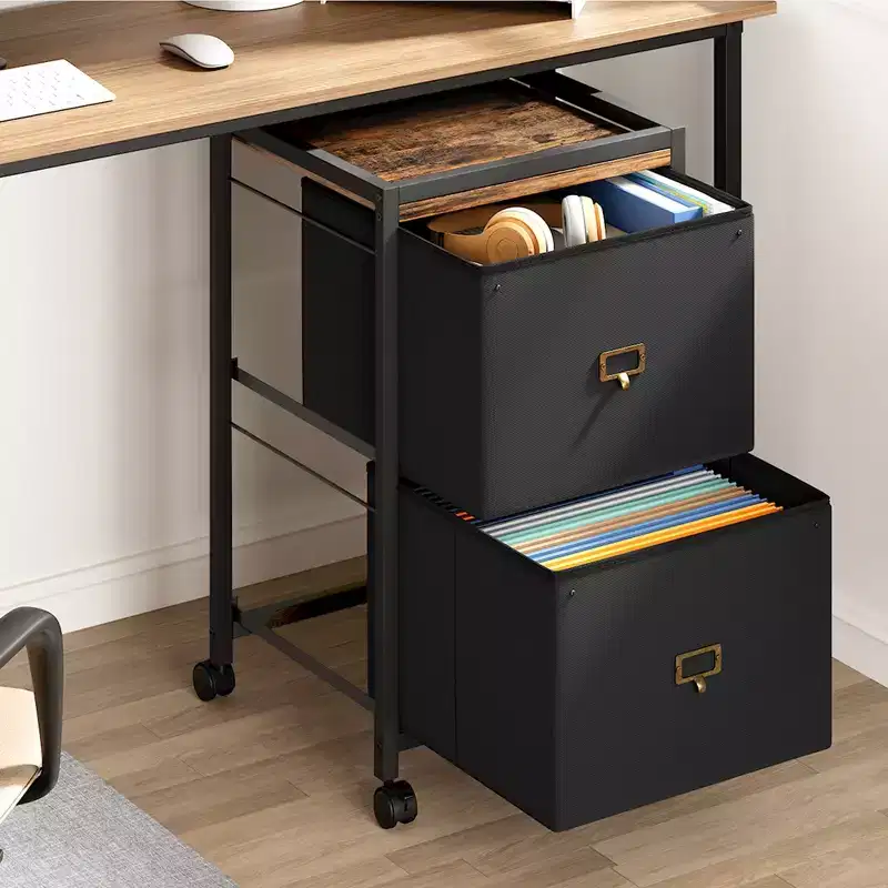 Mobile File Cabinet, Modern File Cabinet with Wheels, Under Desk Fabric Storage, Rolling Printer Stand, Cupboard Document
