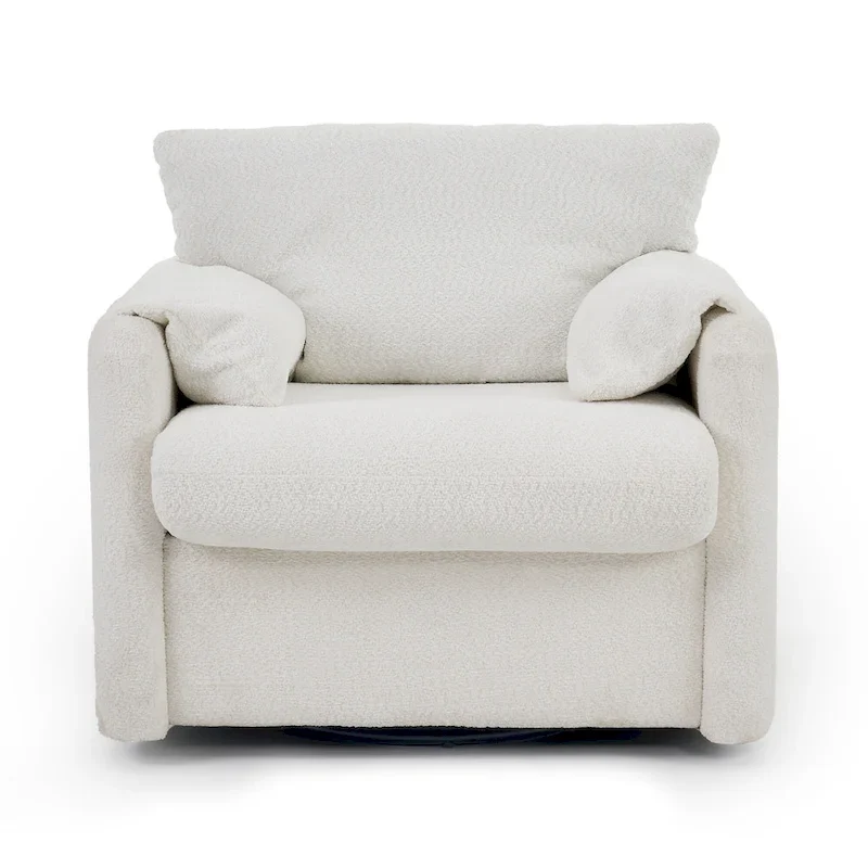 Swivel Accent Chair Single Seater - 360 Rotating Lounge Chair with Chenille Fabric & High-Resilience Cushion