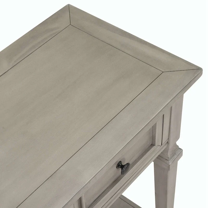 Retro Style Console Table with 3 Drawers and Open Bottom Shelf - Gray Wash