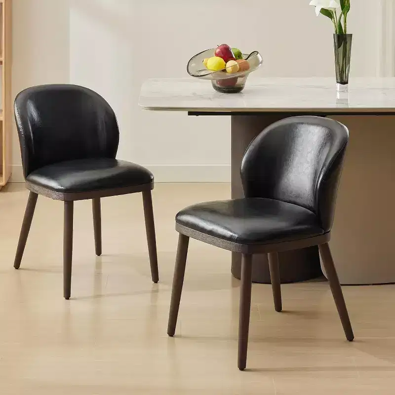 Dining Chair Set of 2, Wooden Leg Kitchen Chairs, Comfortable Fabric Seat, Suitable for Dining Room, Kitchen, Living Room, Easy Installation