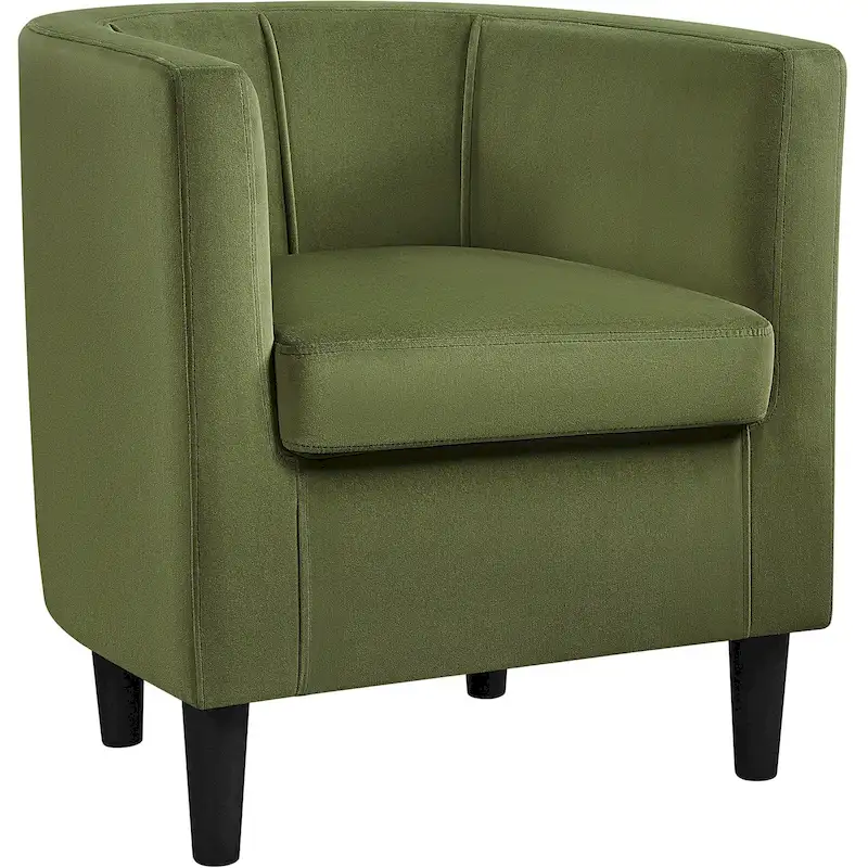 Yaheetech Modern Barrel-shaped Chair Upholstered Velvet Club Chair