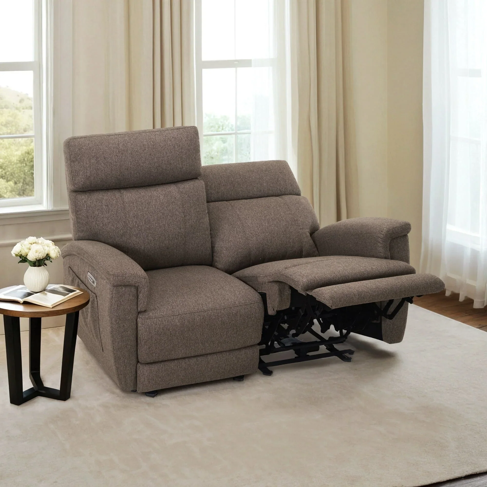 MCombo 60.2 Power Loveseat Recliner Sofa with Massage and Dual Heating, Adjustable Headrest, USB & Type C Port, Fabric