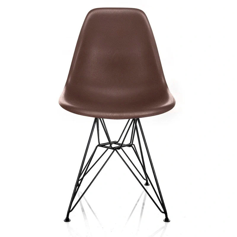 Mid-Century Modern Dining Side Chair with Black Steel Legs