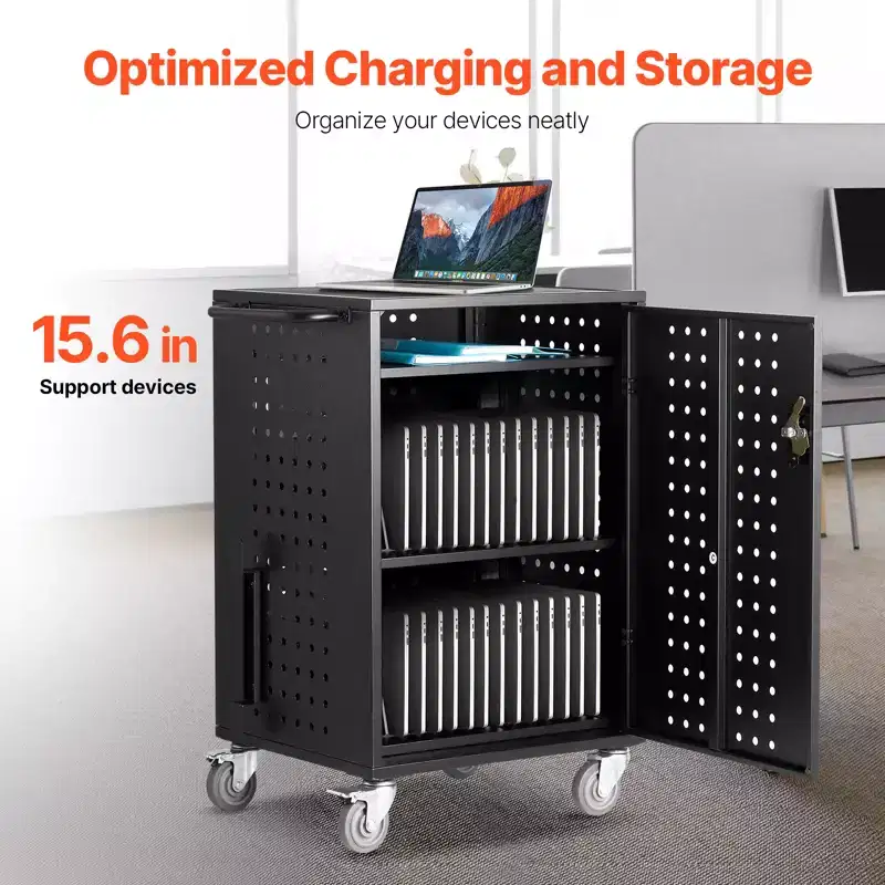 32-Device Mobile Charging Cart Station for Schools, Offices & Classrooms
