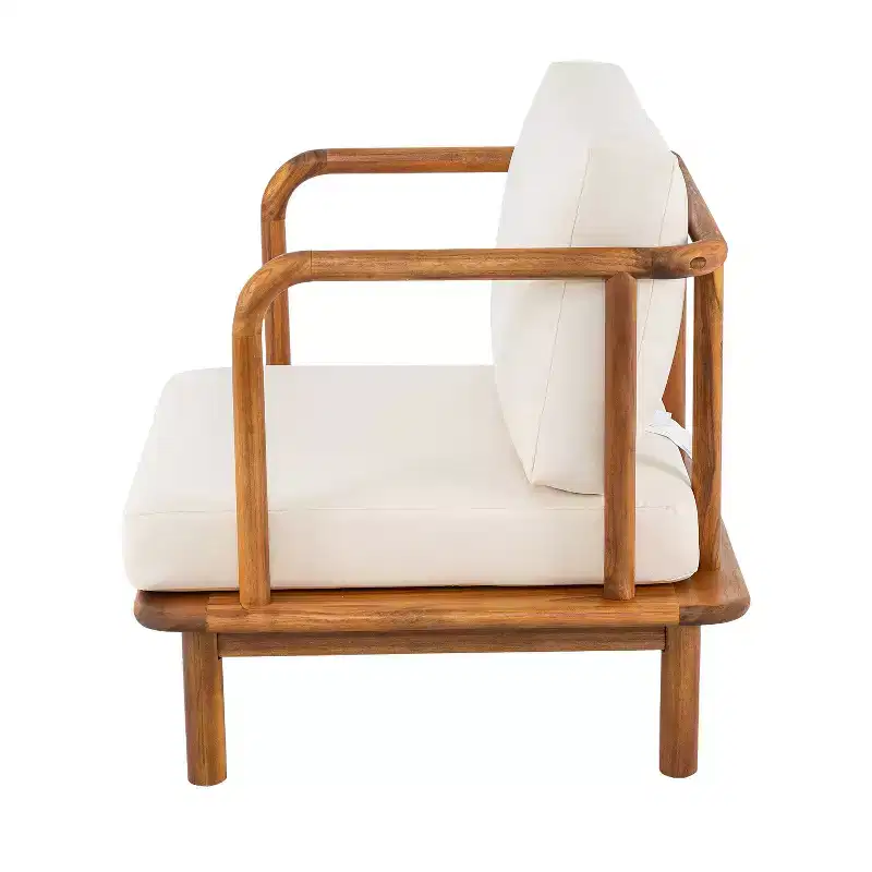 Christopher Knight Home Wyren Farmhouse Patio Acacia Wood Club Chair with Cushion