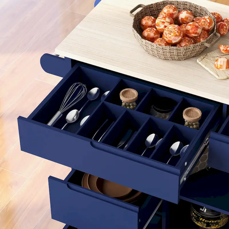 Kitchen Cart with Rubber Wood Countertop