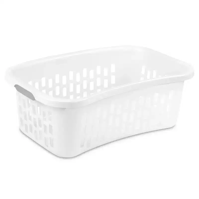 Sterilite HipHold Laundry Basket, 1.5 Bushel Plastic Hamper, White, 24 Pack