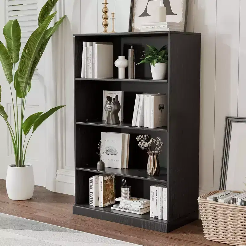 49x31x16 Wood Accent Storage Cabinet with Adjustable Shelf, No Door, Black