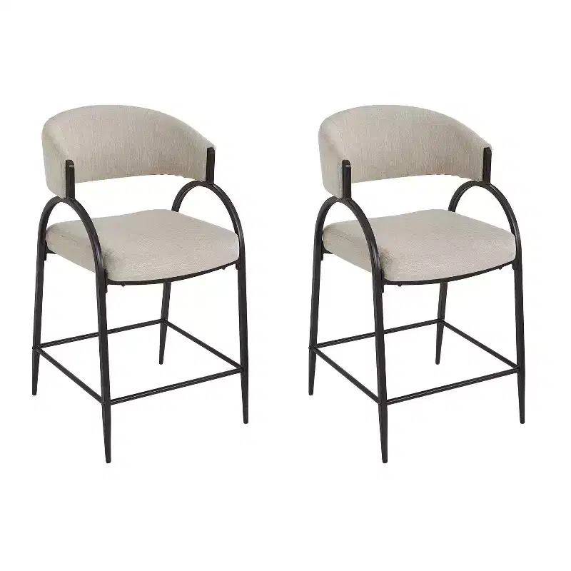 Christopher Knight Home Winslow Modern Metal Upholstered Counter Stools with Curved Backrest (Set of 2)
