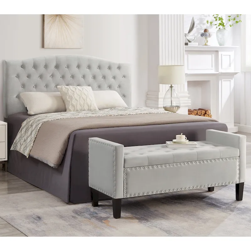 Entryway Living Room Soft Padded Seat with Armrest,Bed Bench