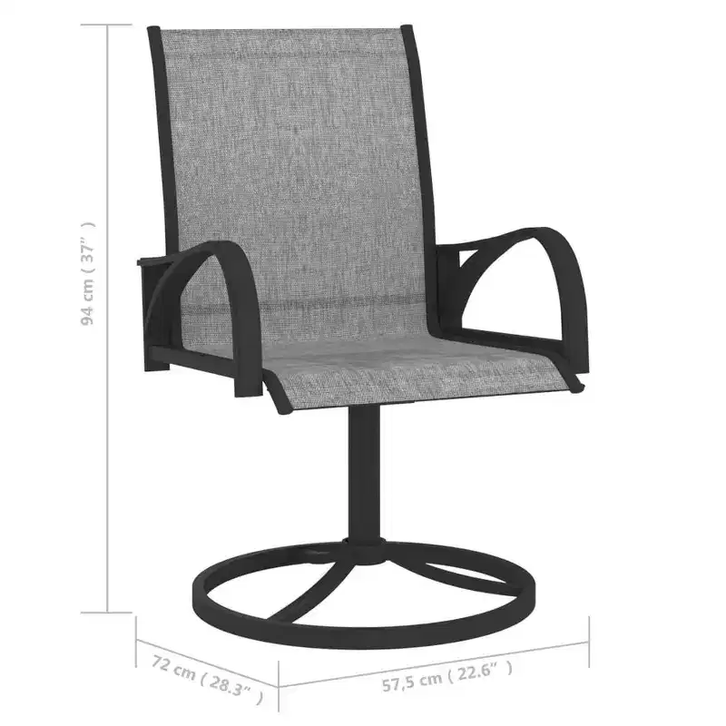 vidaXL 2x Garden Swivel Chairs Textilene and Steel Lounge Seat Gray/Brown