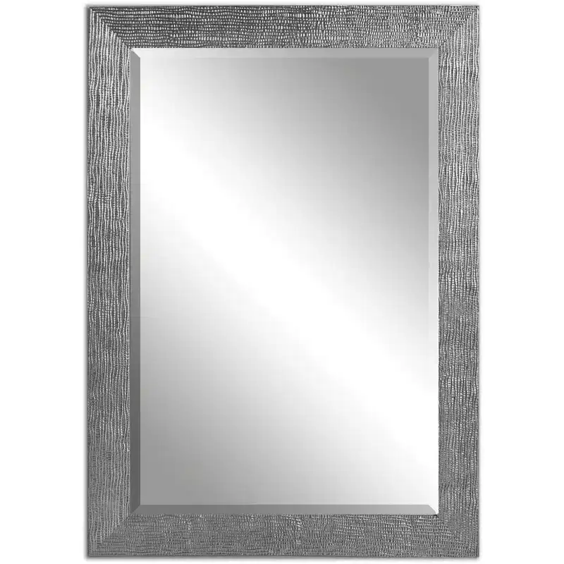 Uttermost Rectangular Vanity Decorative Wall Mirror Modern Beveled Silver Gray Frame 30 Wide for Bathroom Bedroom Living Room