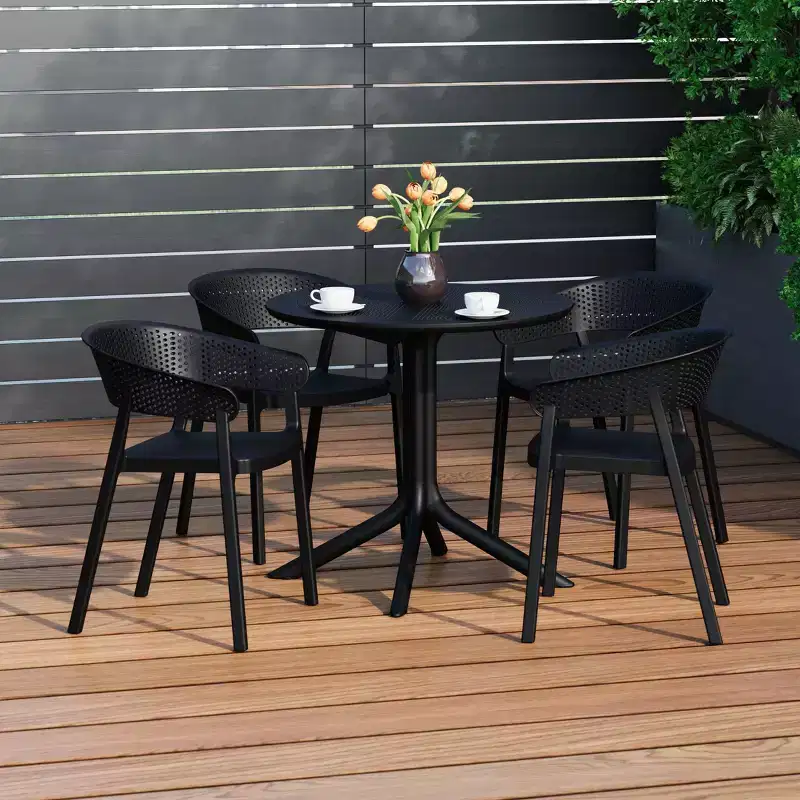 WestinTrends Playa 5-Piece Modern Patio Round Dining Table Set with Stackable Patio Dining Chairs