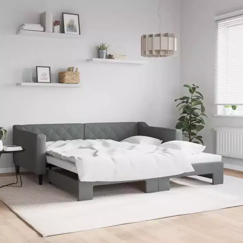 vidaXL Daybed with Trundle - Dark Gray
