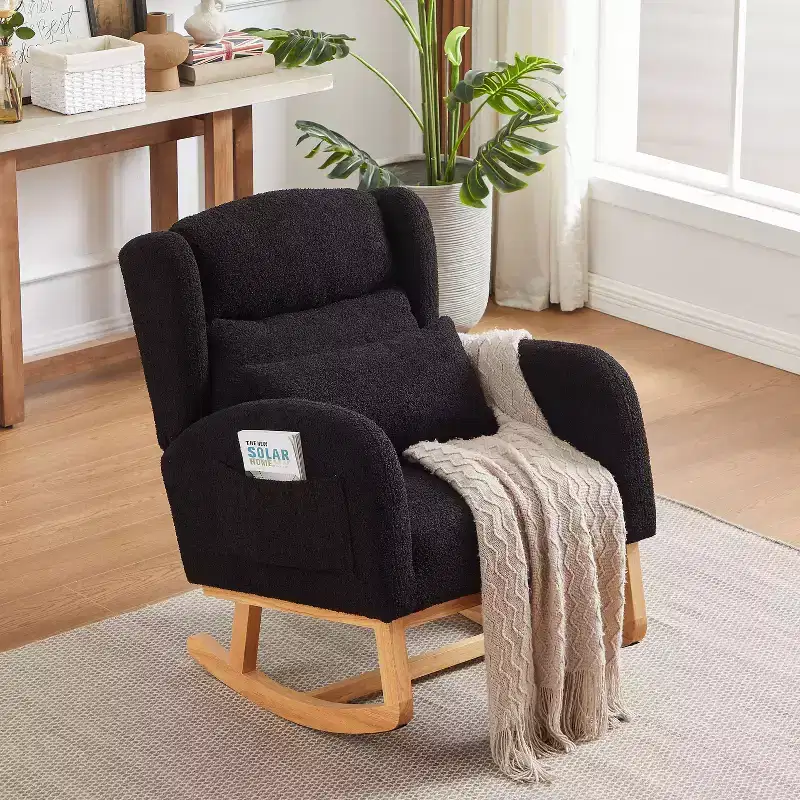 Okak Modern Accent Chair for Living Room, 27.2W Modern Accent High Backrest Lounge Arm Rocking Chair, Two Side Pocket