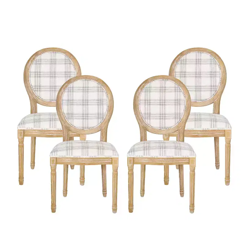 GDFStudio Newman Traditional Upholstered Rubberwood Dining Chairs (Set of 4)