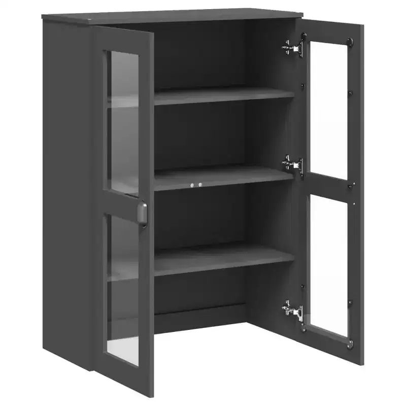 Industrial Highboard Top with 3 Shelves & Frosted Glass Doors – Anthracite