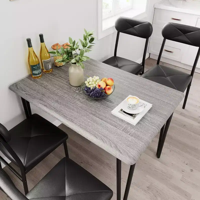 Dining Table and Chair Set for 4, Wood Kitchen Table with Upholstered Chairs for Kitchen Room