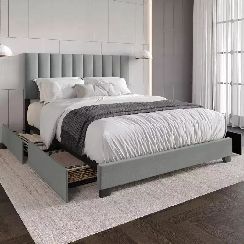 Home Design Olean Upholstered Storage Platfoam Bed