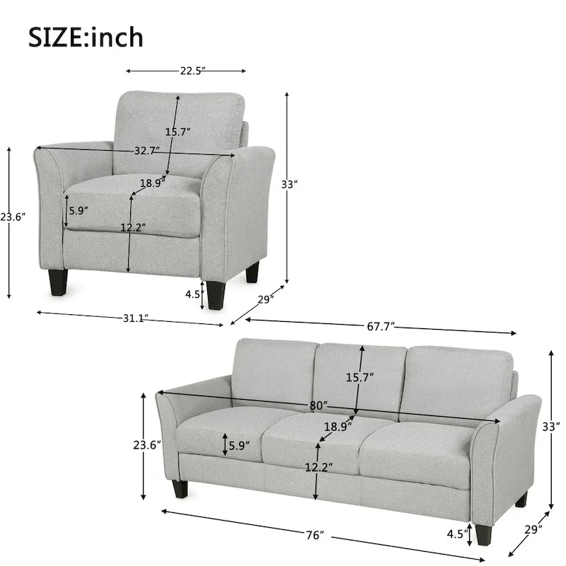 Living Room Furniture Chair And 3-Seat Sofa