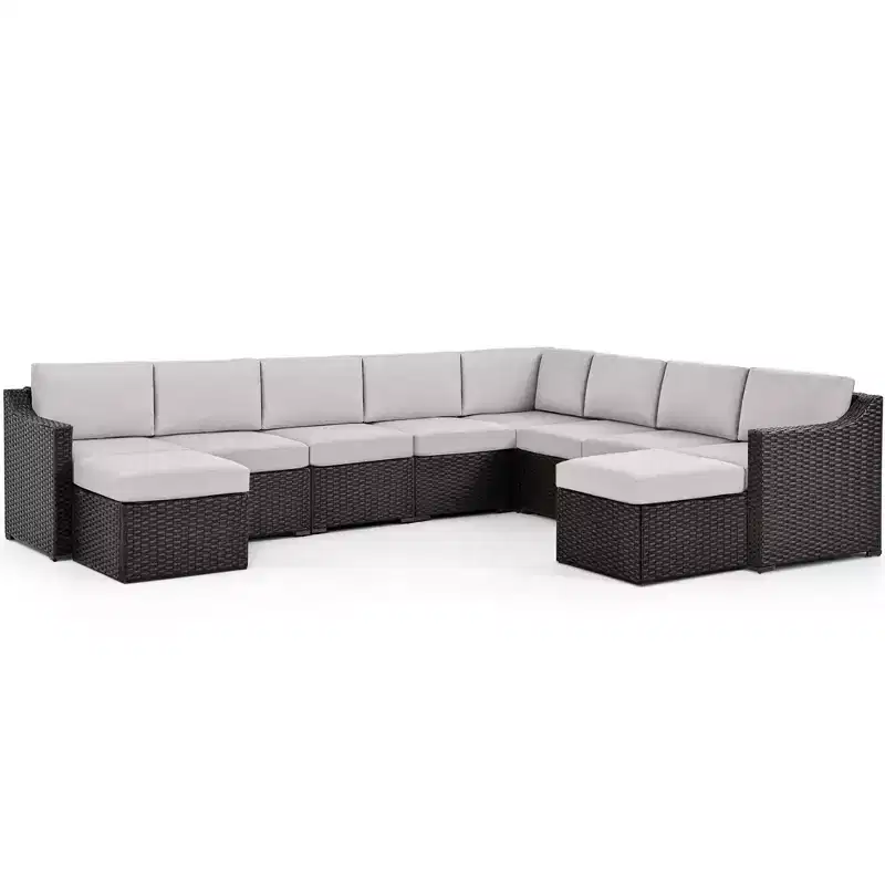 HAPPATIO 10 Piece Patio Conversation Set, Patio Furniture Set with Multiple Configuration Options, Rattan Wicker Outdoor Sectional Sofa.