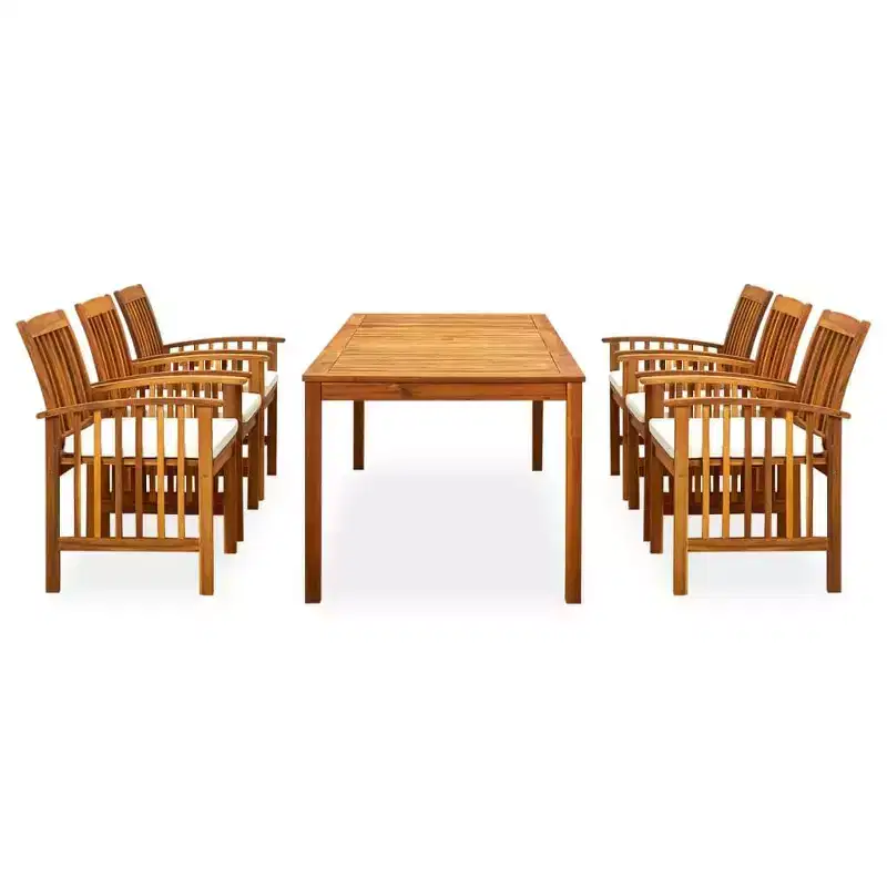 vidaXL Solid Wood Acacia Dining Set & Cushions/Dark 7/9 Piece