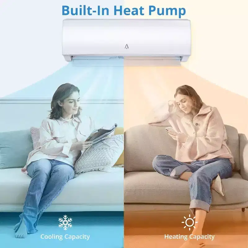 Acekool 9000 BTU Mini Split AC & Heat Pump, 19 SEER2 Inverter, WiFi & Alexa, Ductless System with Install Kit for Rooms up to 450 Sq Ft