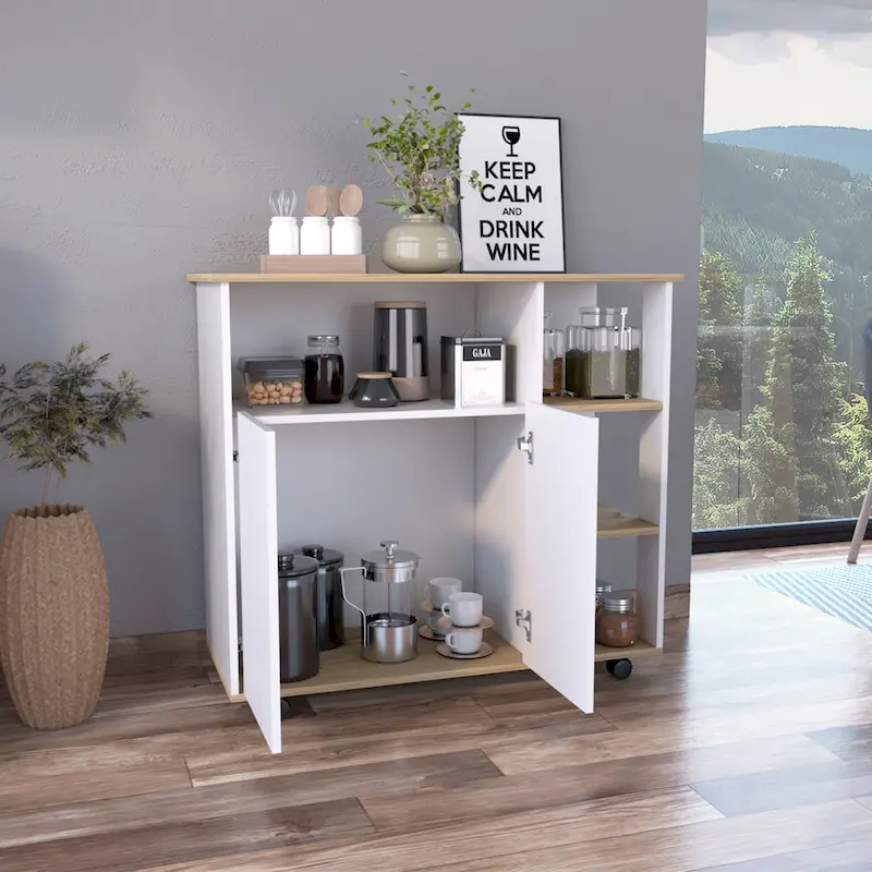 FM Furniture Serbia Kitchen Island, One Cabinet, Four Open Shelves