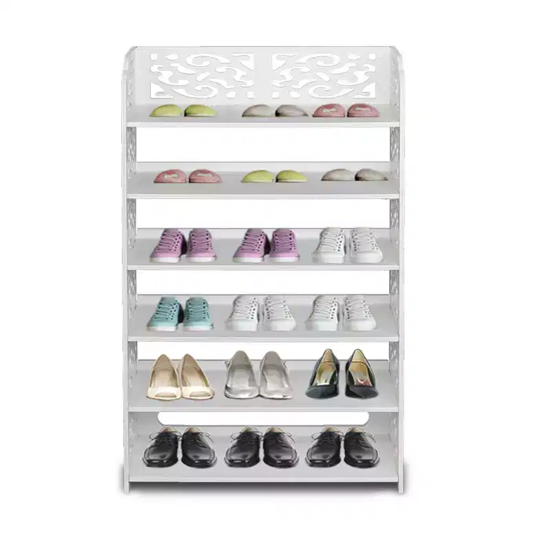 Karl Home 6-Tier White Wood 24.21in. W Shoe Rack