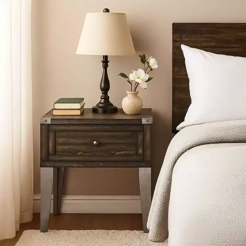 Hampton Style End Table with Marble Top, Pearl White