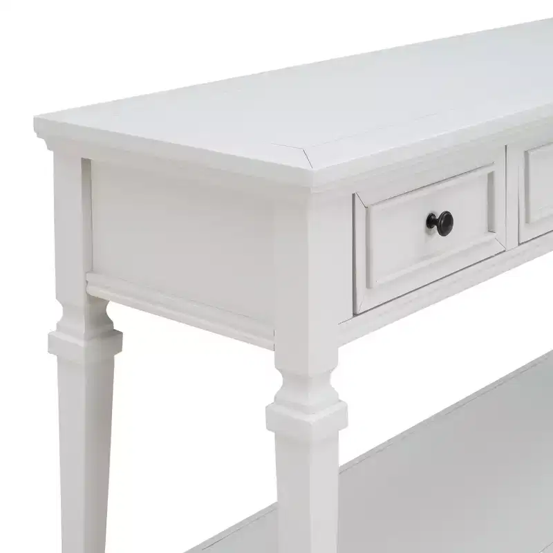 Whisen Classic Retro Style Console Table with 3-Top Drawers and Open Shelf