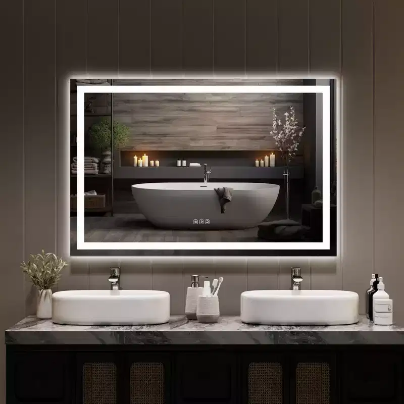 60x36 Inches Large Bathroom Mirror, FramelessVanity Mirror with Led Lights,Front Lit and Backlit,Wall-Mounted Mirror for Over Sink, Entryway, Bedroom